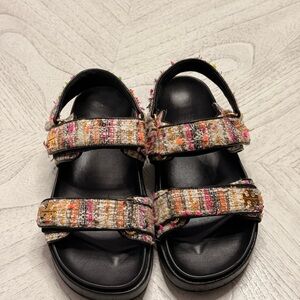 Tory Burch Kira Sport Sandal in Multicolor Tweed Size 6.5